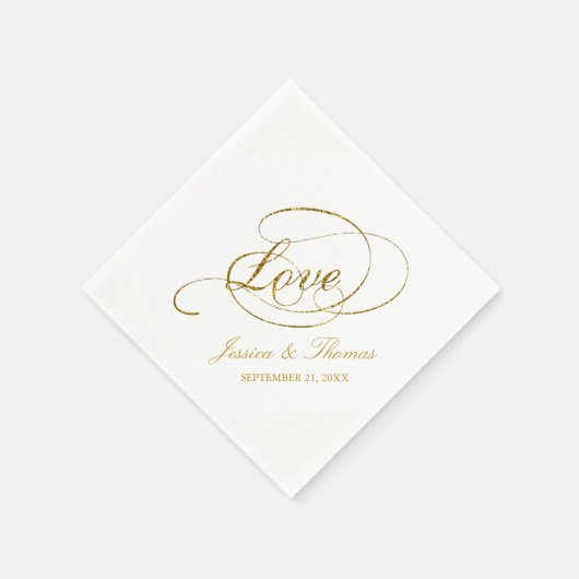Chic Imitate Gold Foil Wedding Template Serviette (Ecke)