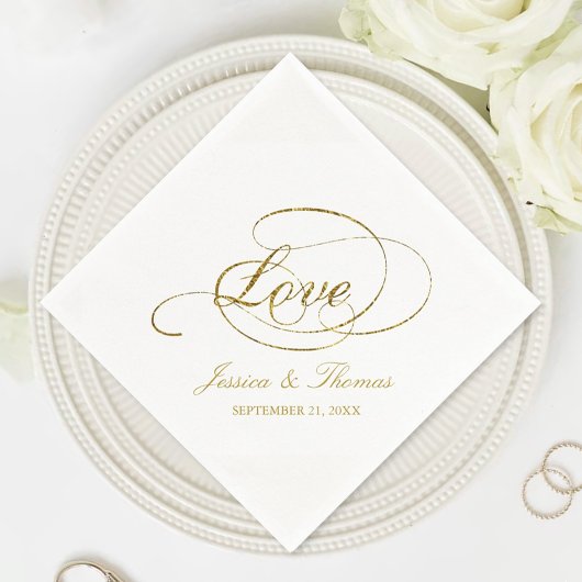 Chic Imitate Gold Foil Wedding Template Serviette