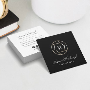 Chic Imitate Gold Fotograf Monogram Logo Quadratische Visitenkarte