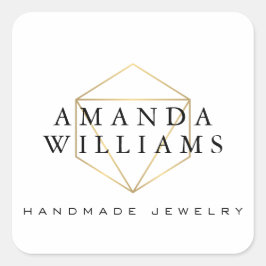 Chic Imitate Gold Gemstone Schmuckdesigner Weiß Quadratischer Aufkleber