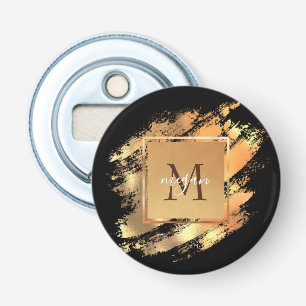 Chic Imitate Gold Glam Brushstroke Mit Monogramm Flaschenöffner