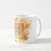 Chic Imitate Gold Glam Brushstroke Mit Monogramm Kaffeetasse (VorderseiteRechts)