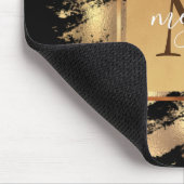 Chic Imitate Gold Glam Brushstroke Mit Monogramm Mousepad (Ecke)
