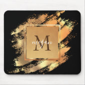 Chic Imitate Gold Glam Brushstroke Mit Monogramm Mousepad (Vorne)