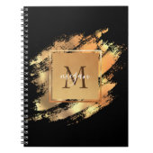 Chic Imitate Gold Glam Brushstroke Mit Monogramm Notizblock (Vorderseite)