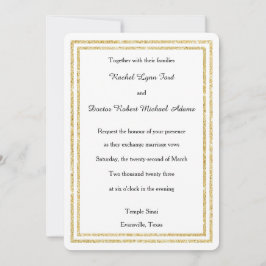 Chic Imitate Gold Glittered Trim - 12x18 Wedite Ei Einladung