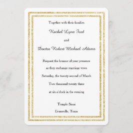 Chic Imitate Gold Glittered Trim - 12x18 Wedite Ei Einladung