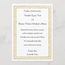 Chic Imitate Gold Glittered Trim - 12x18 Wedite Ei Einladung
