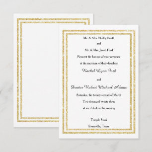 Chic Imitate Gold Glittered Trim - 3x5 Hochzeit Ei Einladung