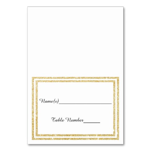 Chic Imitate Gold Glittered Trim - Escort Card Tischnummer (Vorderseite)