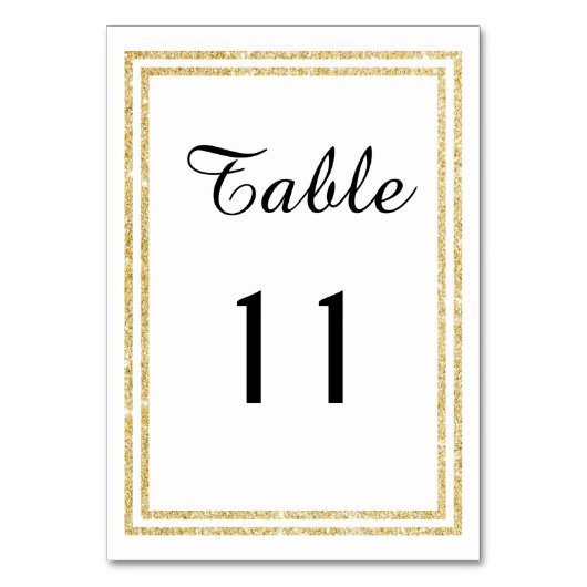 Chic Imitate Gold Glittered Trim - Table Card Tischnummer (Vorderseite)