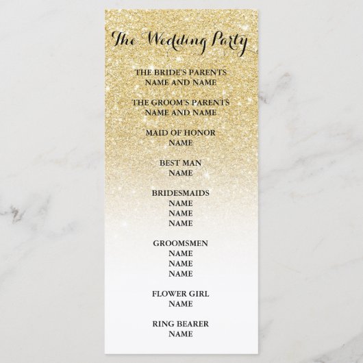 Chic Imitate Gold Glitzer ombre Wedding Programm (Rückseite)