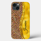 Chic Imitate Gold Glitzer Rosa Tierprint Monogram Case-Mate iPhone Hülle (Rückseite)