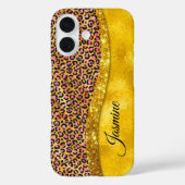 Chic Imitate Gold Glitzer Rosa Tierprint Monogram Case-Mate iPhone Hülle (Rückseite)