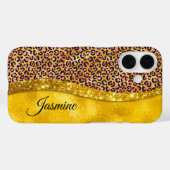 Chic Imitate Gold Glitzer Rosa Tierprint Monogram Case-Mate iPhone Hülle (Rückseite (Horizontal))