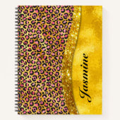 Chic Imitate Gold Glitzer Rosa Tierprint Monogram Notizblock (Vorderseite)