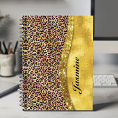 Chic Imitate Gold Glitzer Rosa Tierprint Monogram Notizblock