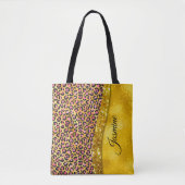 Chic Imitate Gold Glitzer Rosa Tierprint Monogram Tasche (Vorderseite)