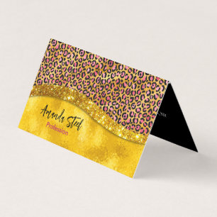 Chic Imitate Gold Glitzer Rosa Tierprint Monogram Visitenkarten