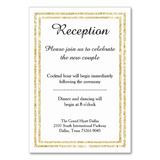 Chic Imitate Gold Glitzer Trim - Empfang Einsteckk Tischnummer (Vorderseite)