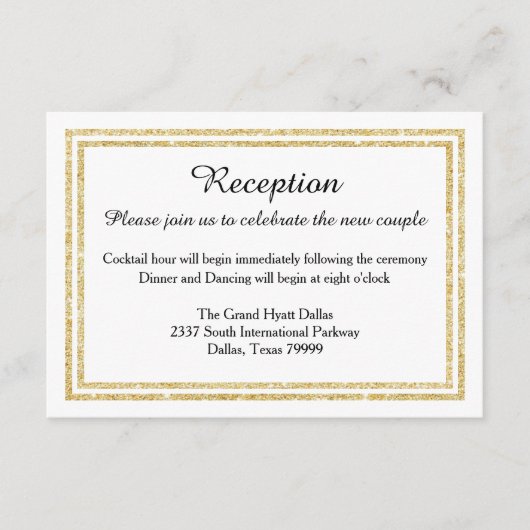 Chic Imitate Gold Glitzer Trim-Empfang Invition Begleitkarte (Vorderseite)
