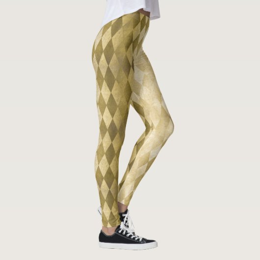 Chic Imitate Gold Harlequin Diamond Pattern Leggings (Rechts)