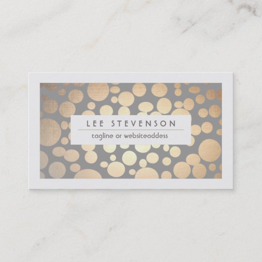 Chic Imitate Gold Leaf Circle Gray Business Card Visitenkarte (Vorderseite)