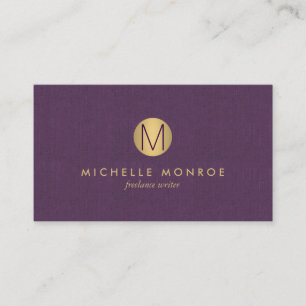 Chic Imitate Gold Minimalistisch Monogram Lila Lin Visitenkarte
