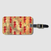 Chic Imitate Gold Red Blume Art Muster Gepäckanhänger (Vorderseite (Horizontal))