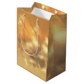 Chic Imitate Gold Red Blume Art Muster Mittlere Geschenktüte (Rückseite Schrägansicht)