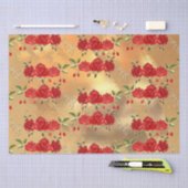Chic Imitate Gold Red Blume Art Muster Seidenpapier (Handwerk)