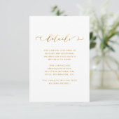 Chic Imitate Gold und White Wedding Details Begleitkarte (Stehend Vorderseite)