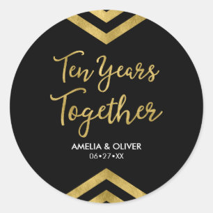 Chic Imitate Gold Zickzack 10-jähriges Party Runder Aufkleber