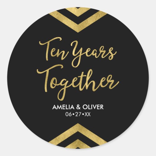 Chic Imitate Gold Zickzack 10-jähriges Party Runder Aufkleber (Vorderseite)