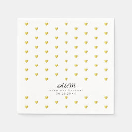 Chic Imitate goldenes Herz-Muster auf weißer Hochz Serviette