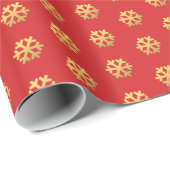 Chic Imitate Goldschneeflocken auf Rot Geschenkpapier (Rolleneckpunkt)
