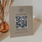 Chic Imitate Kraft Business Logo Bar Menü QR Code Sockelschild