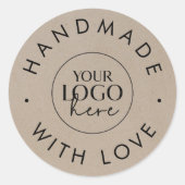 Chic Imitate Kraft Business Logo Handmade mit Lieb Runder Aufkleber (Vorderseite)