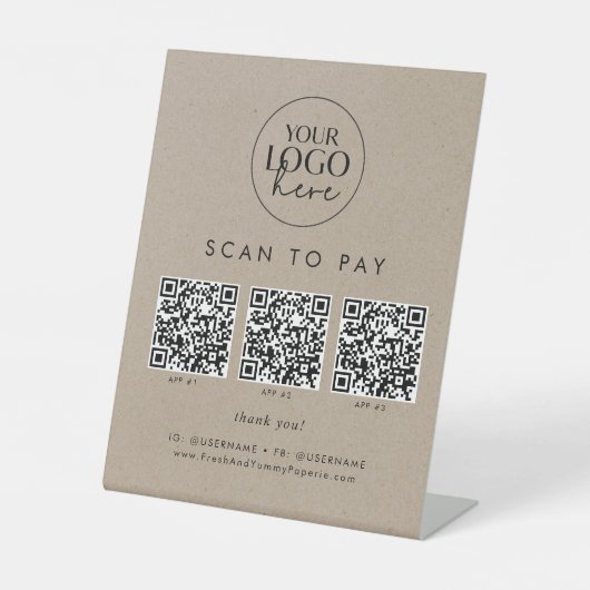 Chic Imitate Kraft Business-Logo QR-Code Prüfung z Sockelschild (Vorderseite)