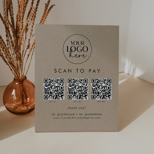 Chic Imitate Kraft Business-Logo QR-Code Prüfung z Sockelschild