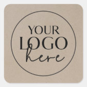 Chic Imitate Kraft Custom Small Business Logo Quadratischer Aufkleber (Vorderseite)