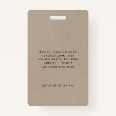 Chic Imitate Kraft Foto Small Business oder Lehrer Ausweis (Rückseite)