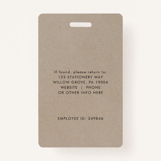 Chic Imitate Kraft Foto Small Business oder Lehrer Ausweis (Rückseite)