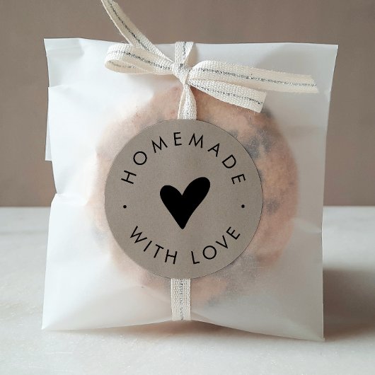 Chic Imitate Kraft Herz hausgemacht mit Liebe Runder Aufkleber