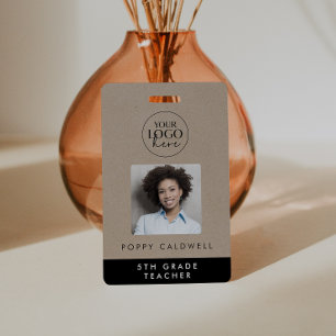 Chic Imitate Kraft Logo Foto Mitarbeiter oder Lehr Ausweis