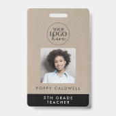 Chic Imitate Kraft Logo Foto Mitarbeiter oder Lehr Ausweis (Vorderseite)