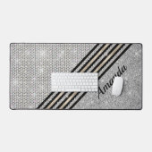 Chic Imitate Kristallund Silber Glitzer mädchenhaf Schreibtischunterlage (Tastatur & Maus)