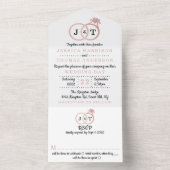 Chic Imitate Rose Gold Foil Monogram Wedding Rings All In One Einladung (Innen Boden)