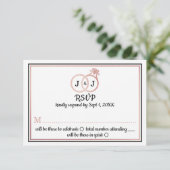 Chic Imitate Rose Gold Foil Monogram Wedding Rings Einladung (Stehend Vorderseite)