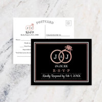 Chic Imitate Rose Gold Foil Monogram Wedding Rings